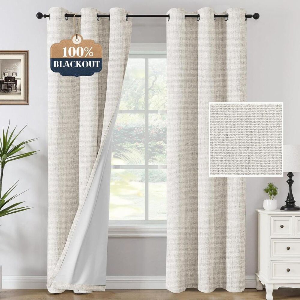Brand New H.Versailtex Heathered Ivory Blackout Curtain 42"W × 84"L – 1 Panel